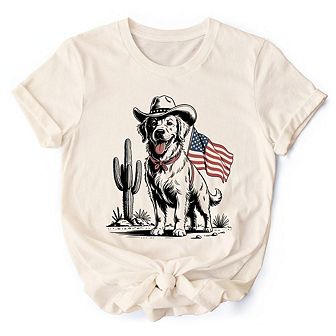 American Cowboy Dog T-Shirt, Western 4th of July Tee for Pet Lovers