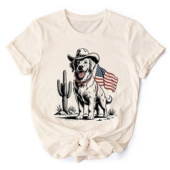 American Cowboy Dog T-Shirt, Western 4th of July Tee for Pet Lovers