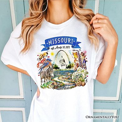 Artistic Missouri State Themes and Landmarks T-Shirt, Tee for History and Travel Lovers