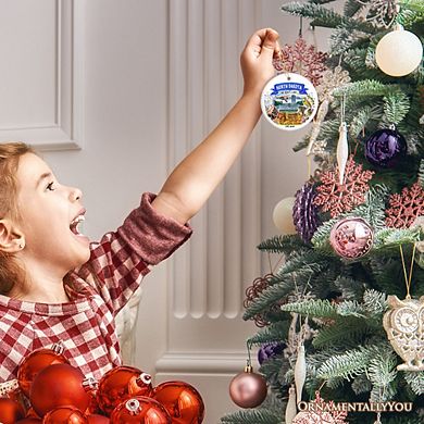 Artistic North Dakota State Themes and Landmarks Christmas Ornament