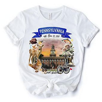Artistic Pennsylvania State Themes and Landmarks T-Shirt, Tee for History and Travel Lovers