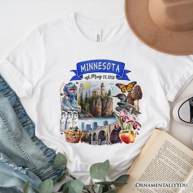 Artistic Minnesota State Themes and Landmarks T-Shirt, Tee for History and Travel Lovers