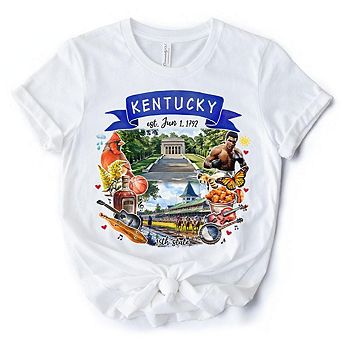 Artistic Kentucky State Themes and Landmarks T-Shirt, Tee for History and Travel Lovers