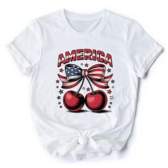 America Coquette Cherries T-Shirt, Patriotic 4th of July Tee
