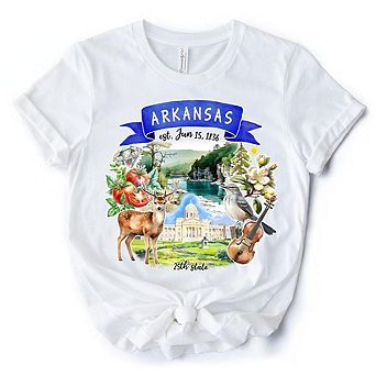 Artistic Arkansas State Themes and Landmarks T-Shirt, Tee for History and Travel Lovers