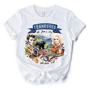 Artistic Tennessee State Themes and Landmarks T-Shirt, Tee for History and Travel Lovers