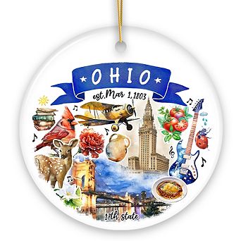 Artistic Ohio State Themes and Landmarks Christmas Ornament