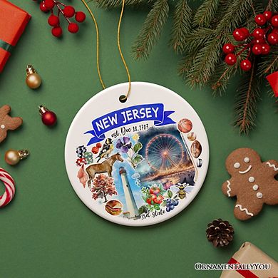 Artistic New Jersey State Themes and Landmarks Christmas Ornament
