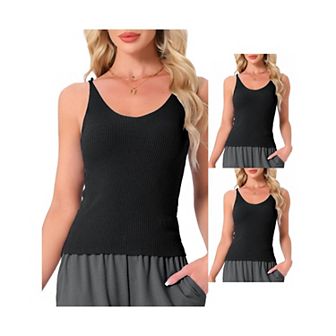 3 pc Women's Loungewear Sleeveless Soft V Neck Cami Soild Casual Sleepshirts