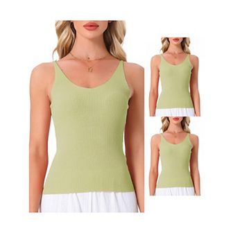 3 pc Women's Loungewear Sleeveless Soft V Neck Cami Soild Casual Sleepshirts
