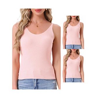 3 pc Women's Loungewear Sleeveless Soft V Neck Cami Soild Casual Sleepshirts