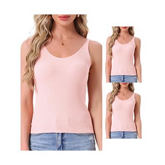 3 pc Women's Loungewear Sleeveless Soft V Neck Cami Soild Casual Sleepshirts