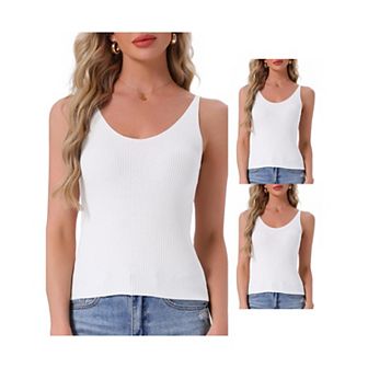 3 pc Women's Loungewear Sleeveless Soft V Neck Cami Soild Casual Sleepshirts