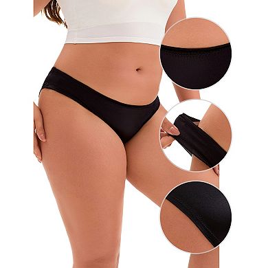 Women's Low Waist Frill Trim Satin Full Coverage Briefs