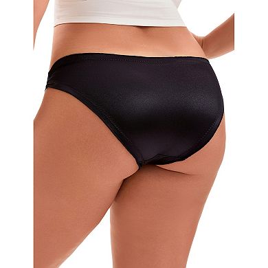 Women's Low Waist Frill Trim Satin Full Coverage Briefs