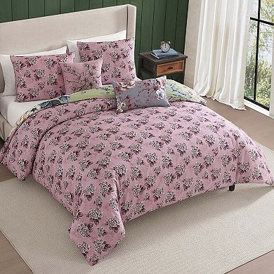 Bebejan Lilac Cascade 100% Cotton Sateen 5 Piece Reversible Comforter Set