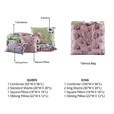 Bebejan Lilac Cascade 100% Cotton Sateen 5 Piece Reversible Comforter Set