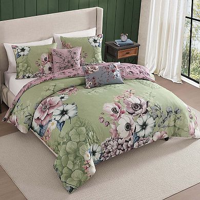 Bebejan Lilac Cascade 100% Cotton Sateen 5 Piece Reversible Comforter Set