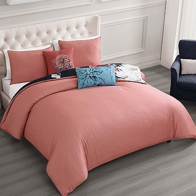 Bebejan Navy Mums 100 % Cotton Sateen 5 Piece Reversible Comforter Set