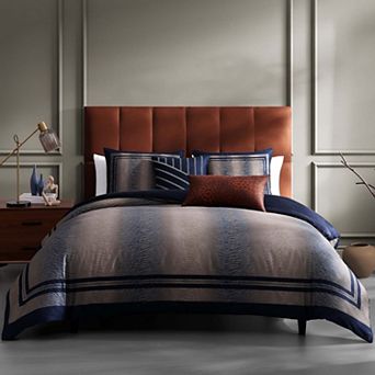 Bebejan Dark Blue Animal Prints 100 % Cotton Sateen 5 pc Reversible Comforter Set