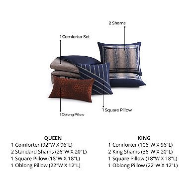 Bebejan Dark Blue Animal Prints 100 % Cotton Sateen 5 Piece Reversible Comforter Set