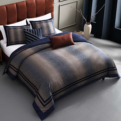 Bebejan Dark Blue Animal Prints 100 % Cotton Sateen 5 Piece Reversible Comforter Set