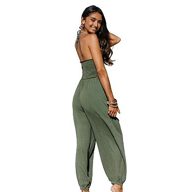 Juniors' Cupshe Halter Sleeveless Jumpsuit with Pockets