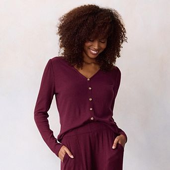 Women's LC Lauren Conrad Puff Sleeve V-Neck Knit Cardigan