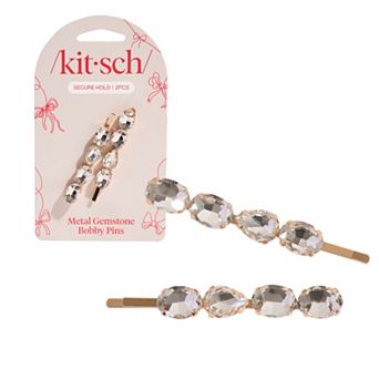 Kitsch Metal Gemstone Bobby Pins 2 pc Set