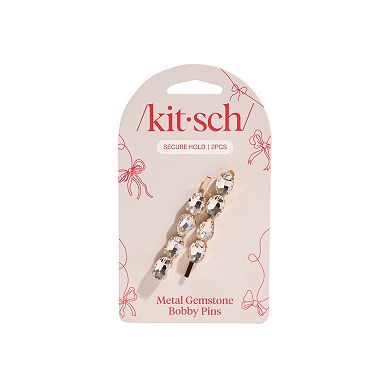 Kitsch Metal Gemstone Bobby Pins 2-pc. Set