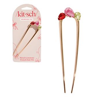 Kitsch Metal Gemstone French Hair Pin