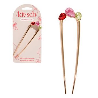 Kitsch Metal Gemstone French Hair Pin