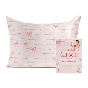 Kitsch Standard Satin Striped Bows Pillowcase