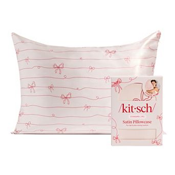 Kitsch Standard Satin Striped Bows Pillowcase