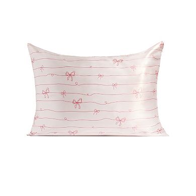 Kitsch Standard Satin Striped Bows Pillowcase