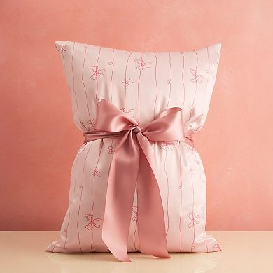 Kitsch Standard Satin Striped Bows Pillowcase