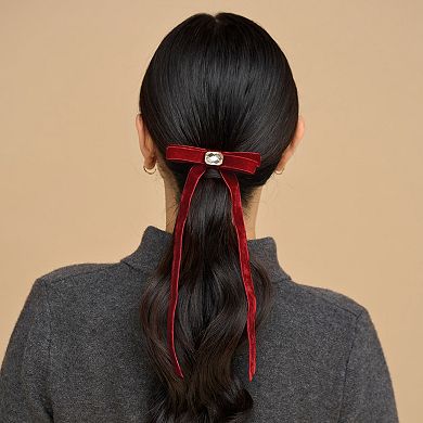 Kitsch Velvet & Gemstone Bow Hair Clip