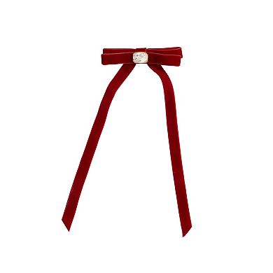 Kitsch Velvet & Gemstone Bow Hair Clip