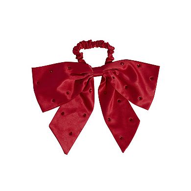 Kitsch Satin & Rhinestone Bow Scrunchie