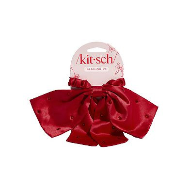 Kitsch Satin & Rhinestone Bow Scrunchie