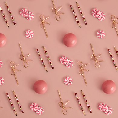 Kitsch Metal Gemstone & Bow Bobby Pins 4-pc. Set