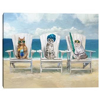16" x 20" Beach Babes Cat Wall Art