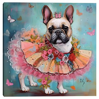 12" x 12" Prima Ballerina Dog Canvas Wall Art