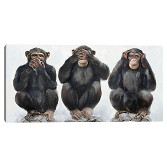 12" x 24" Three Monkeys Canvas Wall Art