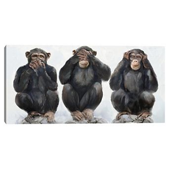 12" x 24" Three Monkeys Canvas Wall Art