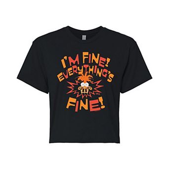 Disney / Pixar's Inside Out 2 Anxiety Juniors' I'm Fine Everything's Fine Cropped Tee