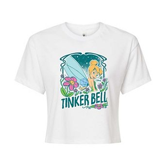 Disney's Tinkerbell Juniors' Floral Graphic Cropped Tee