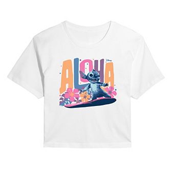 Disney's Lilo & Stitch Juniors' Aloha Surfing Cropped Tee