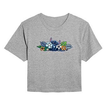 Disney's Lilo & Stitch Juniors' Flowers Cropped Tee