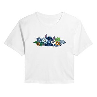 Disney's Lilo & Stitch Juniors' Flowers Cropped Tee